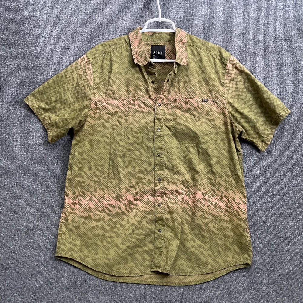 5.11 Tactical Button Up Shirt Mens Sz L Short Sleeve Green